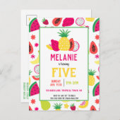 Invitation Carte Postale Tutti Frutti Fruit Tropical Anniversaire (Devant / Derrière)