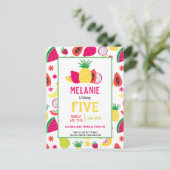 Invitation Carte Postale Tutti Frutti Fruit Tropical Anniversaire (Debout devant)