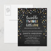 Invitation Carte Postale Twinkle Little Star Confetti & Chalk Baby shower (Devant / Derrière)