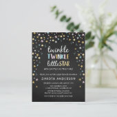 Invitation Carte Postale Twinkle Little Star Confetti & Chalk Baby shower (Debout devant)