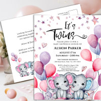 Twins Boy Girl Elephant Balloons mignon Baby showe