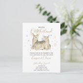 Invitation Carte Postale Twins Winter ONEderland Deer Baby's 1st Birthday (Debout devant)