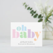 Invitation Carte Postale Typographie baby shower Pastel (Debout devant)
