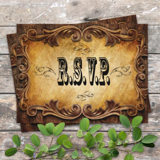 Invitation Carte Postale typographie rustique mariage campagnard occidental