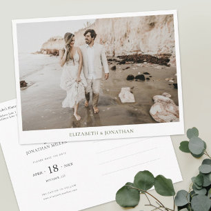 Invitation Carte Postale Typographie verte simple et moderne Photo Enregist