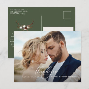 Invitation Carte Postale Un mariage rustique et élégant merci à la botaniqu