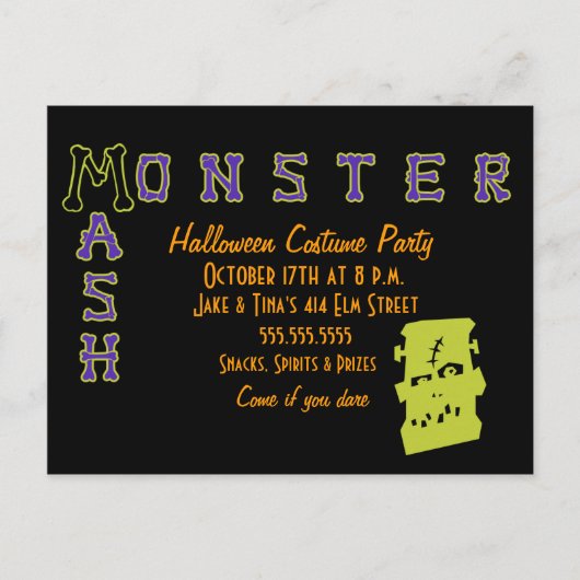 Invitation Carte Postale Un Monster Mash (Devant)