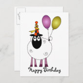 Invitation Carte Postale Un mouton mignon à l'heure de la fête. (Devant / Derrière)