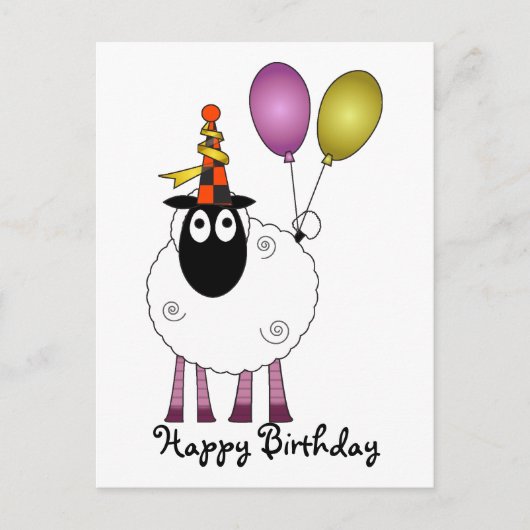 Invitation Carte Postale Un mouton mignon à l'heure de la fête. (Devant)
