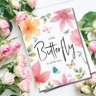 Invitation Carte Postale Un petit Baby shower papillon