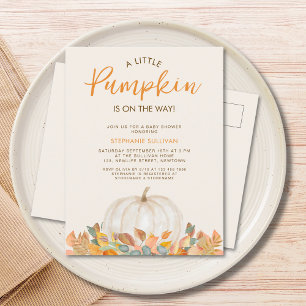 Invitation Carte Postale Un Petit Citrouille est en route Baby shower