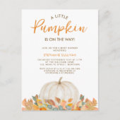 Invitation Carte Postale Un Petit Citrouille est en route Baby shower (Devant)