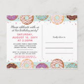 Invitation Carte Postale UNE Bleue Bleue Iced Donuts Premier Anniversaire P (Dos)