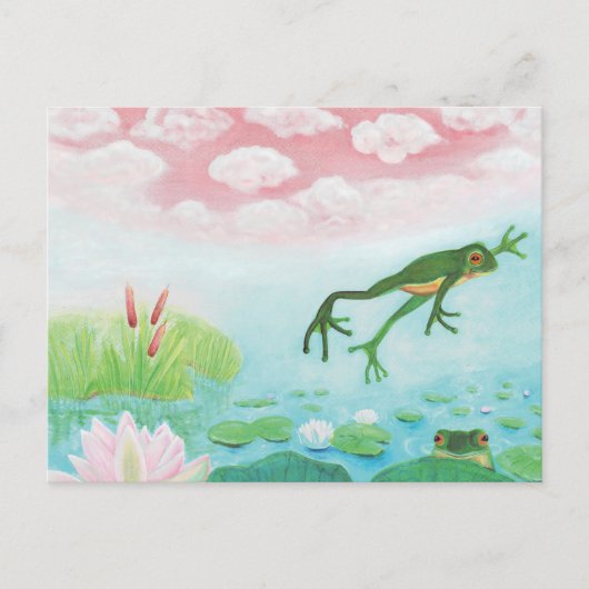 Invitation Carte Postale Une Grenouille S'Enfonce Dans L'Étang Illustration (Devant)