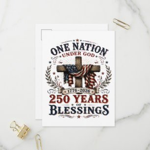 Invitation Carte Postale Une nation sous Dieu 250 ans de bénédictions 