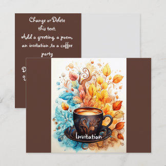 Invitation Carte Postale Une tasse de café avec des fleurs