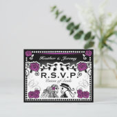 Invitation Carte Postale Union noire violette des âmes Mariage RSVP PostCar (Debout devant)