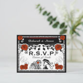 Invitation Carte Postale Union rouge et noire des âmes Mariage RSVP PostCar (Debout devant)