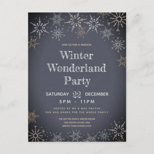 Invitation Carte Postale Vacances hiver Wonderland Party (Devant)