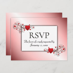 Invitation Carte Postale Valentine RSVP avec choix de dîner