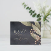 Invitation Carte Postale Végétation botanique foncée Mariage rustique RSVP (Debout devant)