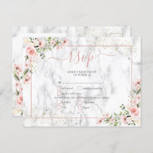 Invitation Carte Postale Végétation dorée Dusty Rose Floral RSVP