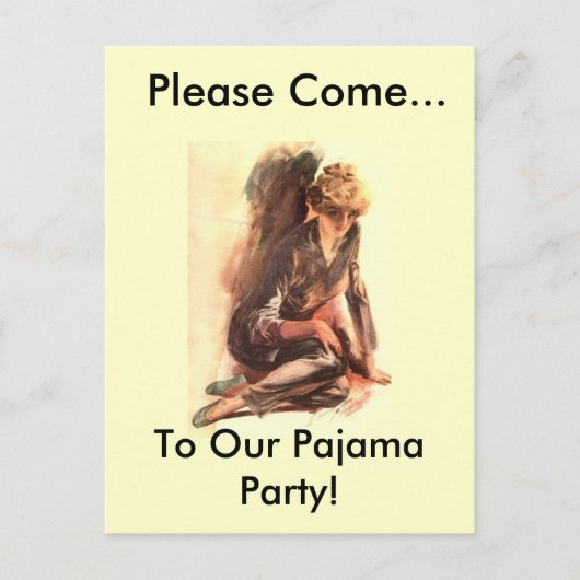Invitation Carte Postale Venez... À Notre Fête Du Pyjama ! (Devant)