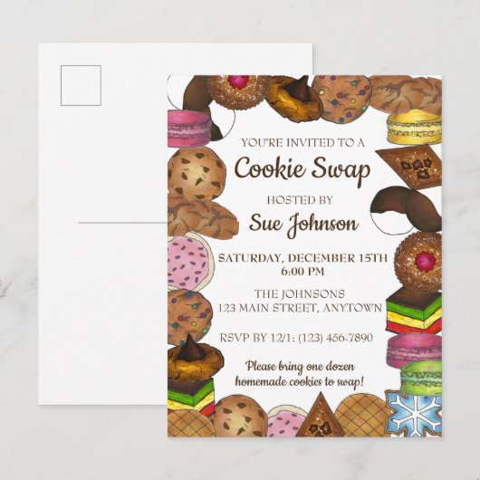 Invitation Carte Postale Vente de biscuits de Noël (Devant / Derrière)