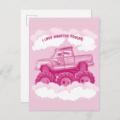 Invitation Carte Postale Version rose I Love Monster Trucks Image (Devant / Derrière)