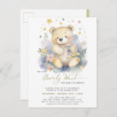 Invitation Carte Postale Vert on peut attendre plus mignon Baby shower fill (Devant / Derrière)