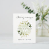 INVITATION CARTE POSTALE VERT OR FAUNA WREATH SYMPATHIE SERVICE MÉMORIAL (Debout devant)