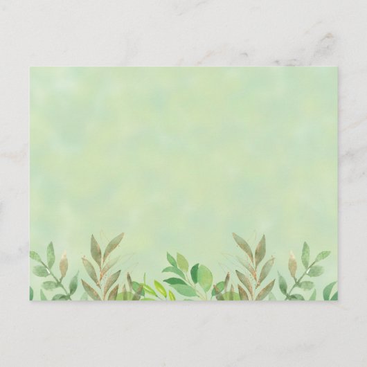 Invitation Carte Postale Vert Ours mignon Eucalyptus Aquarelle Neutre (Dos)