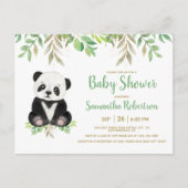 Invitation Carte Postale Vert Ours mignon Eucalyptus Aquarelle Neutre (Devant)