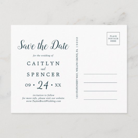 Invitation Carte Postale Vert verdoyant & Eucalyptus Enregistrer la date Ca (Dos)