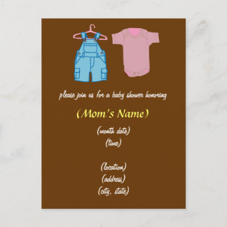Invitation Carte Postale Vêtements pour garçons et filles - Baby shower neu