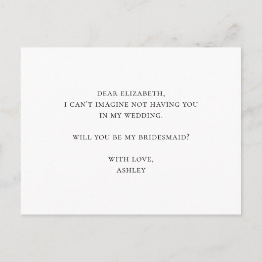 Invitation Carte Postale Veux-tu être ma demoiselle d'honneur. Mariage viol (Dos)