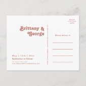 Invitation Carte Postale Vibes rétro simples | Ancien Rose Enregistrer La D (Dos)