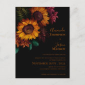 Invitation Carte Postale Vibrant Noir Brûlé Orange Floral Moderne Mariage (Devant)
