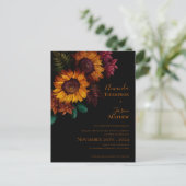 Invitation Carte Postale Vibrant Noir Brûlé Orange Floral Moderne Mariage (Debout devant)