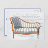 Invitation Carte Postale Victorian Blue Stripe Chaise Lounge (Devant / Derrière)