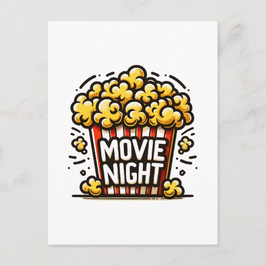 Invitation Carte Postale Vidéo Night Delight Jouer Popcorn (Devant)
