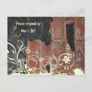 Invitation Carte Postale Vieux rsvp de brique rouge