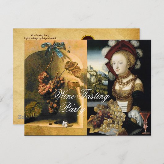 INVITATION CARTE POSTALE VIGNOBLES ANCIENNES ET FÊTE DE DÉGUSTATION DE VIN (Devant / Derrière)