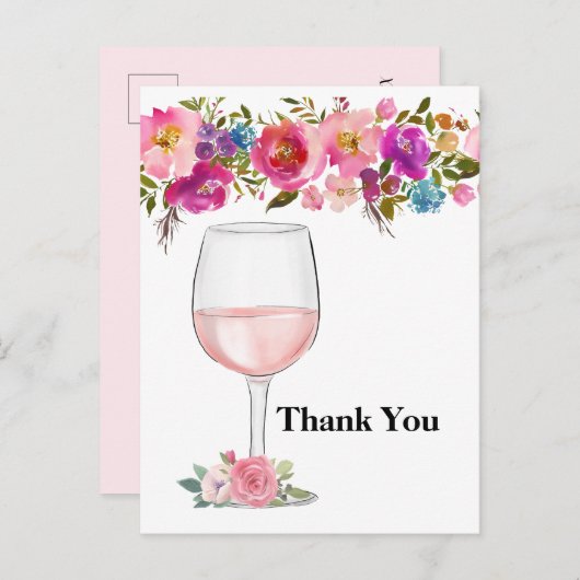 Invitation Carte Postale vin, anniversaire adulte, mariage, remerciement fl (Devant / Derrière)