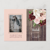 Invitation Carte Postale Vin rustique et Fête des mariées photo florale (Devant)