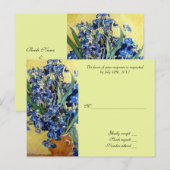 Invitation Carte Postale Vincent van Gogh, iris bleus sur fond jaune (Devant / Derrière)