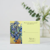 Invitation Carte Postale Vincent van Gogh, iris bleus sur fond jaune (Debout devant)