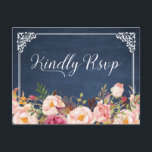 Invitation Carte Postale Vintage Blue Chalkboard Floral Wedding RSVP<br><div class="desc">Carte RSVP vintage de mariage floral tableau bleu. (1) Pour plus de personnalisation, cliquez sur le bouton "Customiser" et utilisez notre outil de conception pour modifier ce modèle. Tous les styles de texte, couleurs, tailles peuvent être modifiés selon vos besoins. (2) Si vous avez besoin d'aide ou d'articles correspondants, veuillez...</div>