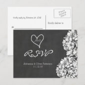 Invitation Carte Postale Vintage Chalkboard Hydrangea Wedding RSVP (Devant / Derrière)