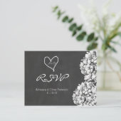 Invitation Carte Postale Vintage Chalkboard Hydrangea Wedding RSVP (Debout devant)